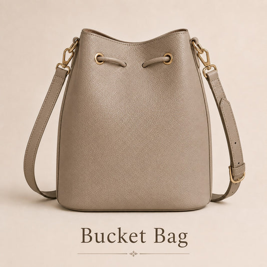 Women's Beige Bucket Bag | Stylish Drawstring Crossbody Purse – GREATIA