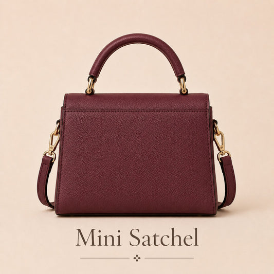 Women's Mini Satchel Handbag | Elegant Burgundy Top Handle Purse – GREATIA