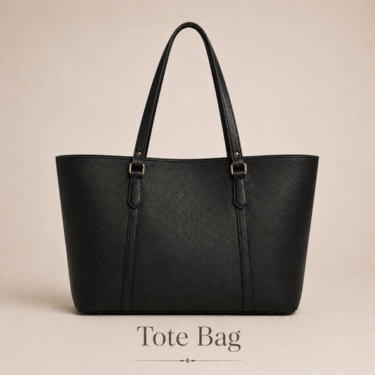 Women's Black Leather Tote Bag | Spacious Office & Everyday Shoulder Bag – GREATIA
