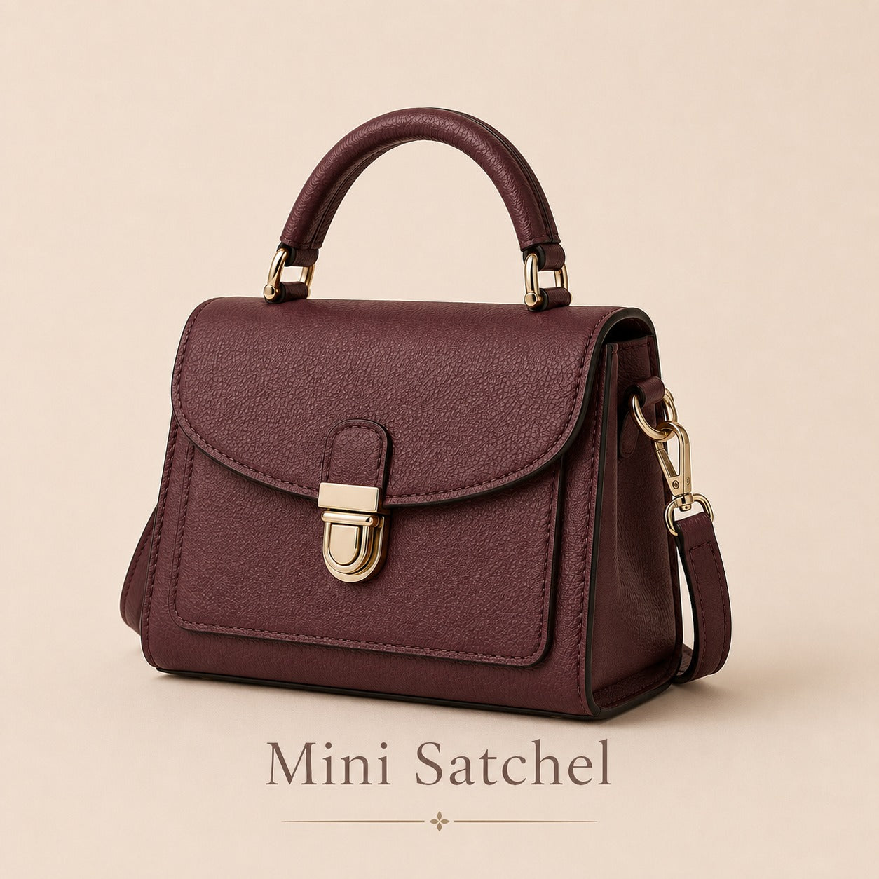 Women's Mini Satchel Handbag | Elegant Burgundy Top Handle Purse – GREATIA