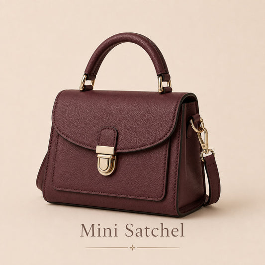 Women's Mini Satchel Handbag | Elegant Burgundy Top Handle Purse – GREATIA