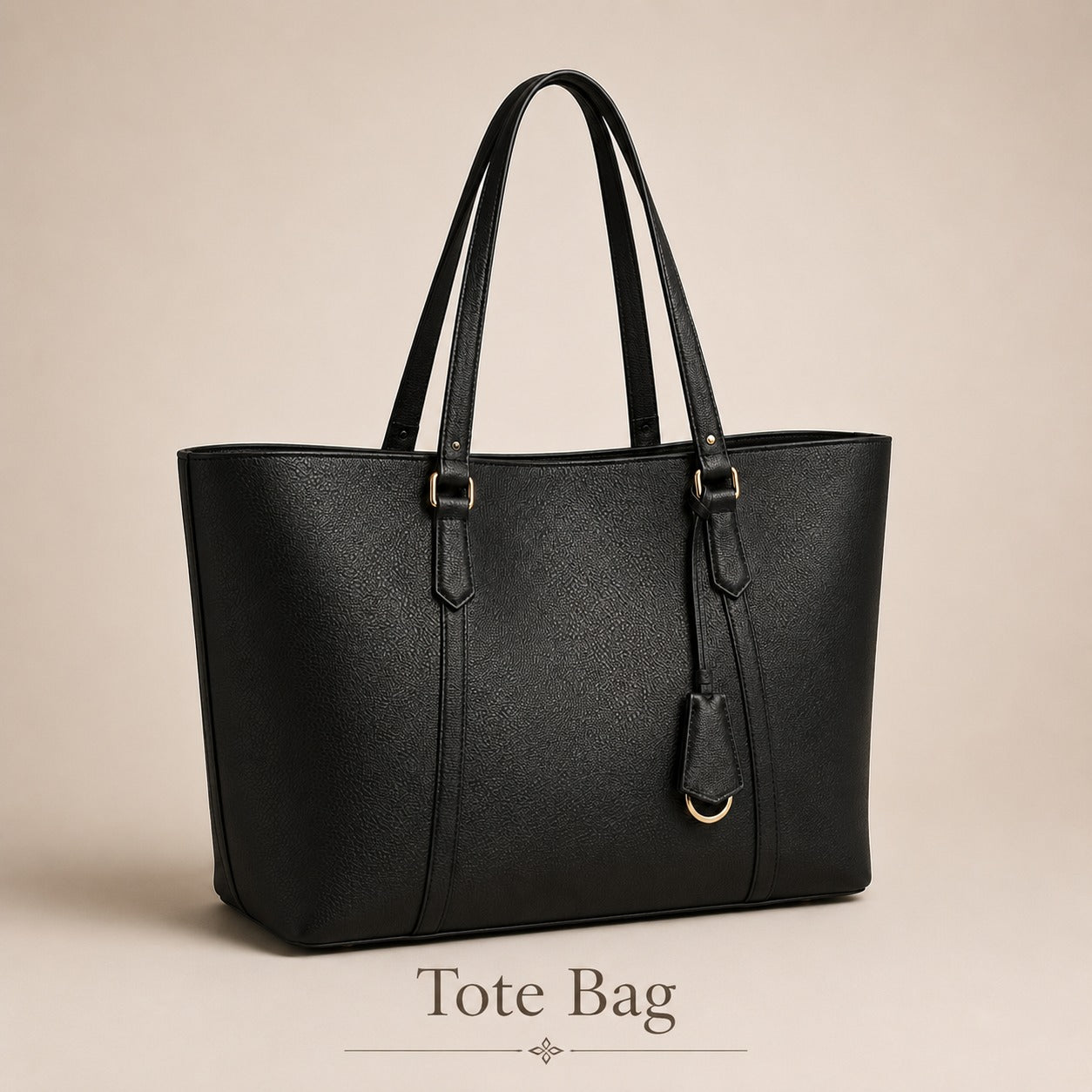 Women's Black Leather Tote Bag | Spacious Office & Everyday Shoulder Bag – GREATIA