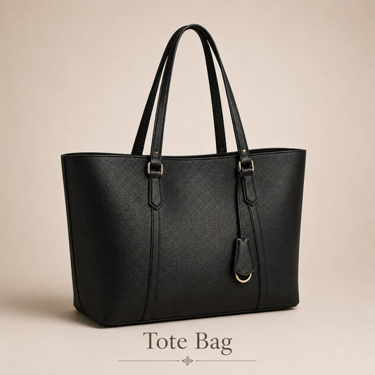 Women's Black Leather Tote Bag | Spacious Office & Everyday Shoulder Bag – GREATIA
