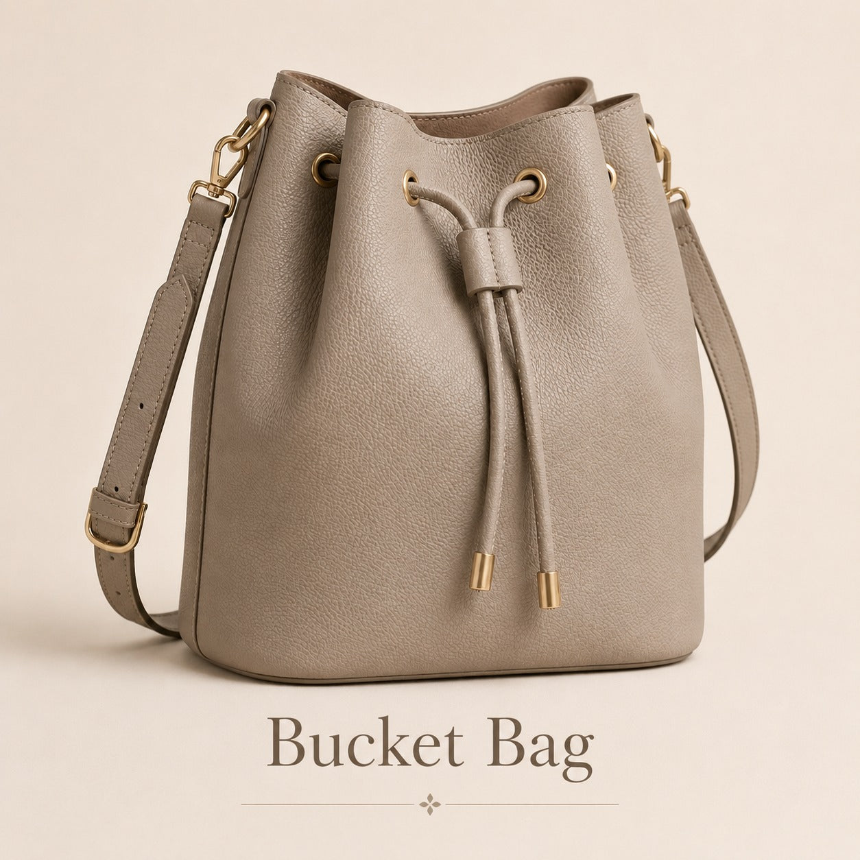 Women's Beige Bucket Bag | Stylish Drawstring Crossbody Purse – GREATIA